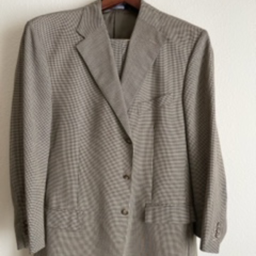 Ralph Lauren polo Men's suit 48L taupe and black check